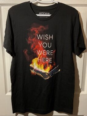 Roger Waters Black Short-Sleeve Graphic Band Tee - Black with Red/Yellow Flame